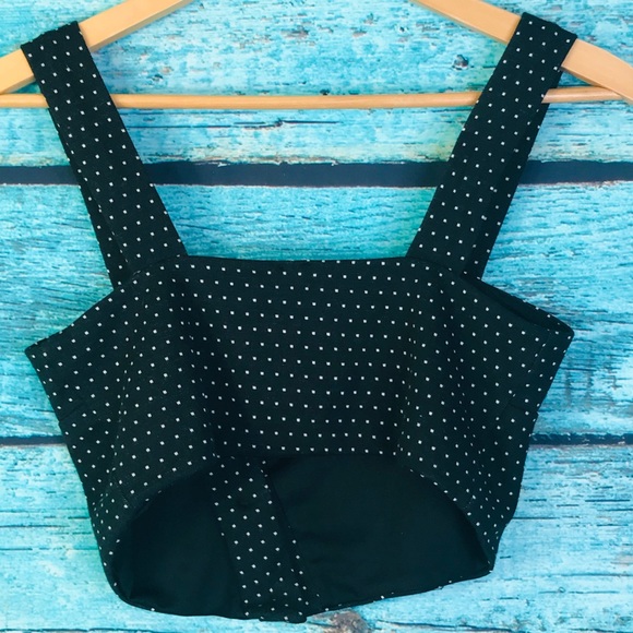 Free People Black White Dot Crop Tank Top - Picture 2 of 4